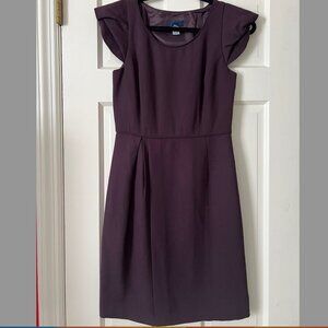 J Crew Plum Flutter Sleeve Dress